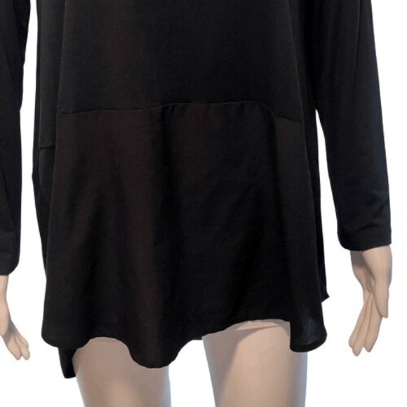 COMFY USA Mixed Media Hi-Low Tunic Top Black Long Sleeve Size‎ XS (Oversized) - Picture 2 of 6